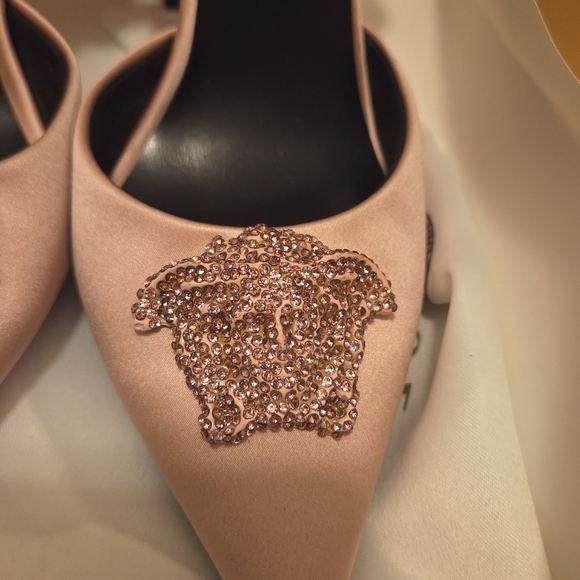 Versace Pink Embellished Medusa Women's Shoes - Brand NEW - Picture 2 of 13